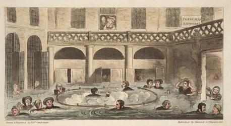 Bagni pubblici a Bath o Strewing Alive, da The English Spy, pub. 1824