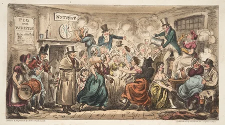 Il club Buff al Pig and Whistle, Avon Street, Bath, da The English Spy, pub. Londra, 1824