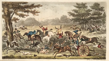 La caccia di Epping, o le comicità di Cockney in pieno inseguimento, da The English Spy, pubblicato nel 1824