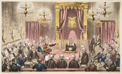 La Camera dei Lord in alto dibattito, da The English Spy, pub. 1824