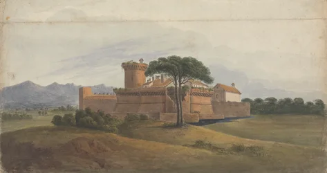 Castello di Ostia con Montagne in Lontananza