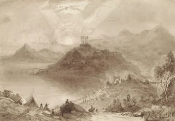 Paesaggio classico con tempio