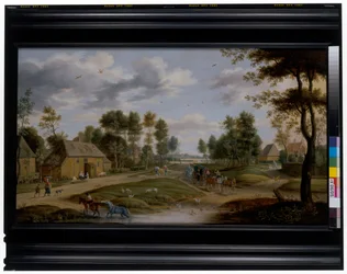 Paesaggio di villaggio con una carrozza