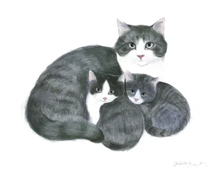 Gatta e due gattini