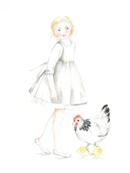 Bambino con gallina e pulcini, Pasqua 26