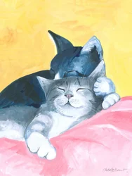 Gatti in siesta astratti