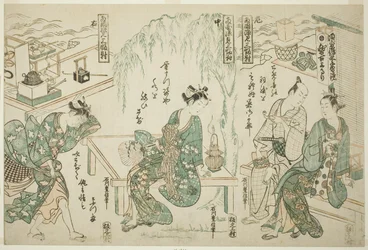 Godersi la frescura della sera a Ryogoku - Un set di tre (Ryogoku suzumi sanpukutsui)