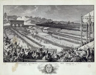 Rivoluzione francese: veduta della festa della Federazione Generale dei Dipartimenti Francesi al Campo di Marte a Parigi il 14/07/1791