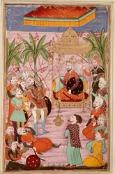 Arte islamica: "Il re Keikaous ordina la cattura di Roustam" Miniatura persiana da un manoscritto del poema epico "Shahnameh" (Libro dei Re) di Ferdowsi (ca. 940-1020) Chantilly, Museo Condé