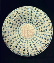 Piatto giallo e blu, moresco