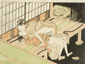 Innamorati su una veranda di notte