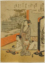 Fiume Mimosuso nella provincia di Ise (Mimosusogawa, Ise), dalla serie "Specchi alla moda di luoghi famosi (Furyu meisho kagami)"