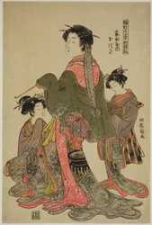 Tamazusa di Iedaya, dalla serie "Modelli per la Moda: Nuovi Disegni Freschi come Foglie Giovani (Hinagata wakana hatsu moyo)"