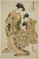 Ukifune del Kanaya, dalla serie "Modelli per la Moda: Nuovi Disegni Freschi come Giovani Foglie (Hinagata wakana hatsu moyo)"