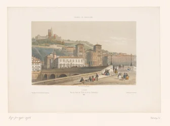 Veduta del Pont Tilsitt e della cattedrale Saint-Jean a Lione