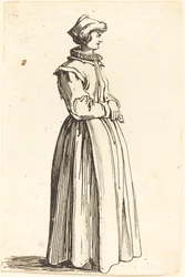 Giovane donna, di profilo, rivolta a destra