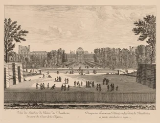 Veduta del Palazzo e dei giardini delle Tuileries, dal cortile della Regina