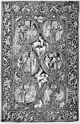 Copia della copertina in avorio del Salterio della Regina Melisenda, riprodotta in The Crusades: the story of the Latin Kingdom of Jerusalem di T.A. Archer, 1894
