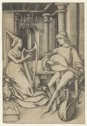 Suonatore di liuto e arpista, da Scene di vita quotidiana