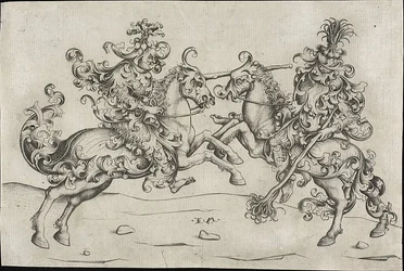 Combattimento di due selvaggi a cavallo