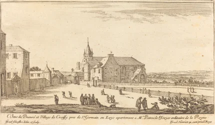 Veduta del priorato e del villaggio di Croissy