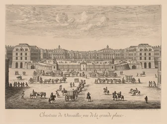 Veduta del Castello di Versailles, vista dalla Grande Piazza