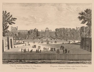 Vista del palazzo e dei giardini delle Tuileries, dal lato del corso la Reine