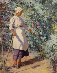 Donna in un giardino