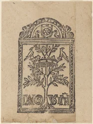 Albero con corona e due uccelli