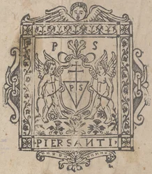Due putti con scudo inciso Pier Santi