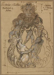 Battente della porta con Tritone, Nereide e Putti
