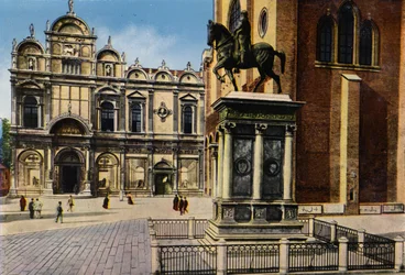 Venezia / Venice: Monumento a B Colleoni (coloured photo)