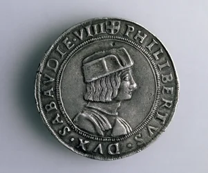 Moneta da 4-Teston (dritto) di Filiberto II di Savoia (1497-1504), XV-XVI secolo (argento)