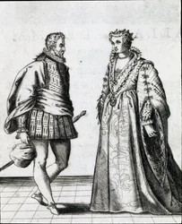 Una coppia di nobili italiani. Incisione da Il ballarino di Fabritio Caroso (1527/1535-1605/1620) 1581. Civico Museo Biblioteca Musicale, Bologna