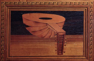 Un liuto (intarsio in legno)