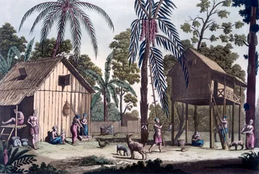 Un insediamento nativo a Sumatra, c.1820-30