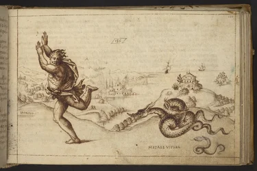 Figura umana inseguita da serpenti, da Historia Animalium