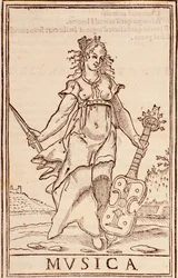 Allegoria della musica, pagina da "Somma di tutte le scienze" saggio di Aurelio Marinati