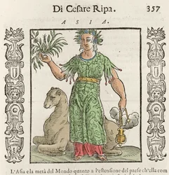 Allegoria asiatica con un cammello. Incisione da "Iconologia" di Cesare Ripa