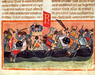 Battaglia tra Romani e Galli, da Le Vite di Dodici Cesari di Gaius Suetonius Tranquillus (c.75-150)