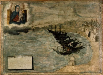 Barche che potrebbero fallire sulla riva. Ex voto del XVII secolo della Chiesa della Madonna dell