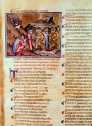 Canto XXIII Dante e Virgilio nel Cerchio degli Ipocriti, con Caifa crocifisso a terra, dalla Divina Commedia (Inferno), c.1313