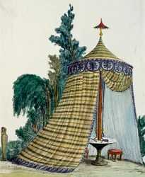 Padiglione cinese nel giardino, circa 1810, incisione, Italia