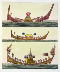 Navi cinesi Cochin, illustrazione da Le Costume Ancien et Moderne di Giulio Ferrario, pubblicato c.1820s-30s