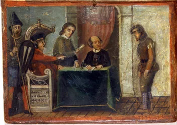 Condanna di un cittadino alla presenza del giudice e dei rappresentanti della città, 1273. Archivio di Stato, Siena