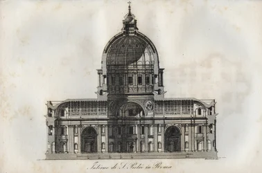 Sezione trasversale della Basilica di San Pietro (Basilica di San Pietro) a Roma - incisione da «Usi e Costumi di Tutti i Popoli dell