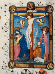 Crocifissione, illustrazione dal Messale di Maestro Pancratino, c. 1430