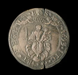 Moneta della Repubblica di Genova: ECU largo in argento. Diam. 61 mm. 1693. retro