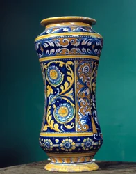 Vaso cilindrico albarello in maiolica