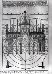Progetto per il Duomo di Milano, illustrazione da De Architectura di Vitruvio, Como, 1521